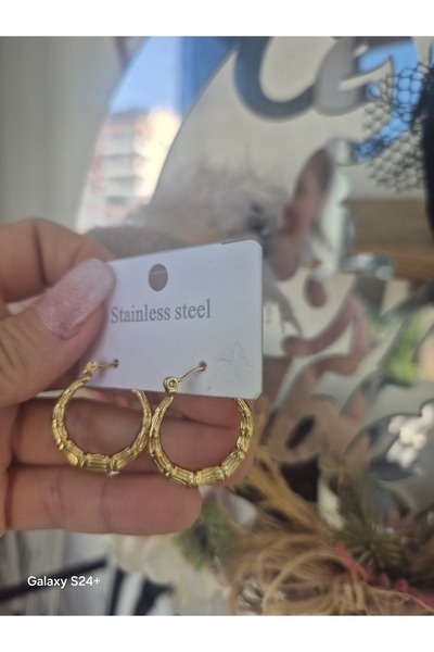Pinkimaj Fashion Hoop Earrings Models Gold Steel Bamboo Model Earrings Style Models