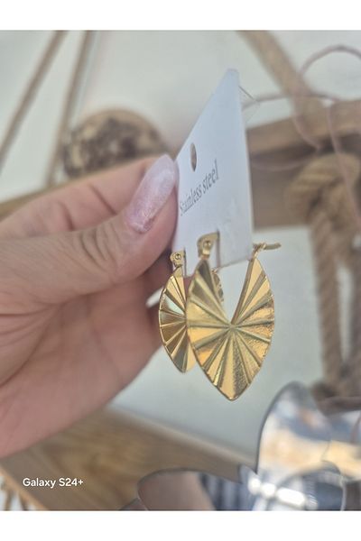 Pinkimaj Fashion Hoop Earrings Models Gold Shiny Oval Steel Earrings Style Models