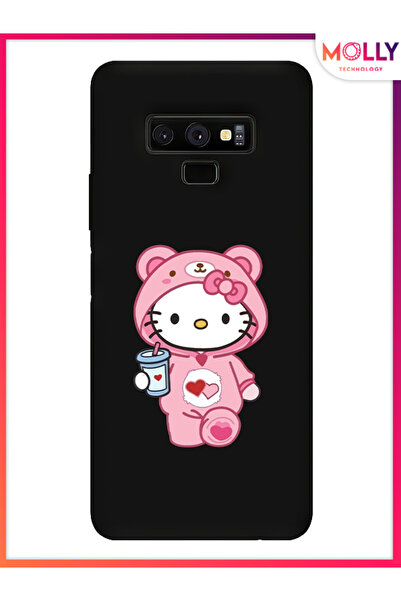 Molly Samsung Galaxy Note 9 İçin Siyah Kitty Sip Desenli Silikon Kılıf