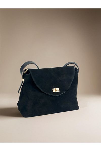 Miales 100% Genuine Suede Leather Women's Hand and Shoulder Bag with Cover Detail