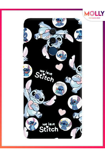 Molly Huawei Mate 10 Pro İçin Siyah We Love Stitch Desenli Silikon Kılıf