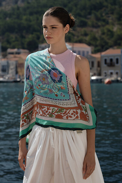 Jolamier ШАРФ С МОДАЛЕН МОТИВ ENJOY - ЗЕЛЕН