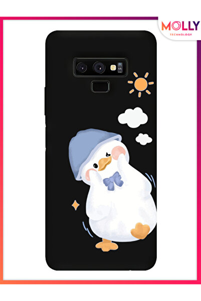 Molly Samsung Galaxy Note 9 İçin Siyah Sunny Duck Desenli Silikon Kılıf