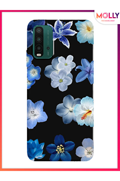 Molly Xiaomi Redmi 9T İçin Siyah Azure Petals Desenli Silikon Kılıf