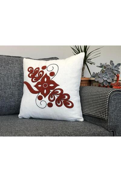zera collection Modern Linen Punch Embroidery Embroidered Throw Pillow 4 Pcs