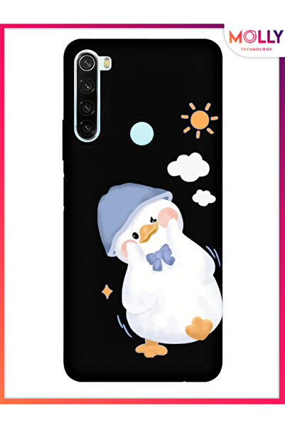 Molly Xiaomi Redmi Note 8 İçin Siyah Sunny Duck Desenli Silikon Kılıf