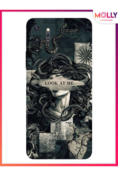 Molly Samsung Galaxy Note 10 Plus İçin Siyah Medusa's Gaze Desenli Silikon Kılıf