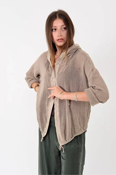 EREN STYLE Italian Sequined Mesh Linen Jacket