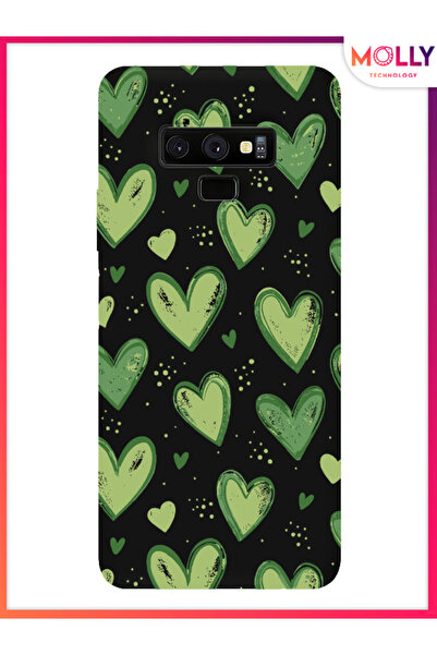 Molly Samsung Galaxy Note 9 İçin Siyah Yeşil Sevda Desenli Silikon Kılıf