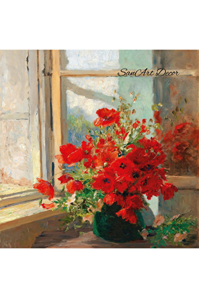 Sanart Çerçeveli Vintage Tablo, Yağlı Boya Baskı Tablosu, Çerçeveli Tablo, Sanatsal Dekor, Çiçek Tablosu