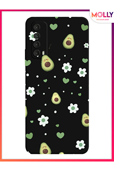 Molly Huawei P Smart 2021 İçin Siyah Green Crush Desenli Silikon Kılıf
