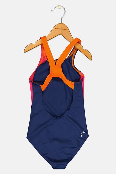 ARENA Kids Girl Brand Logo One Piece Swimsuit, Navy