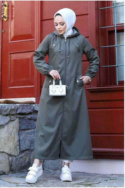 Marjinal City Armine Striped Long Trench Coat Overcoat