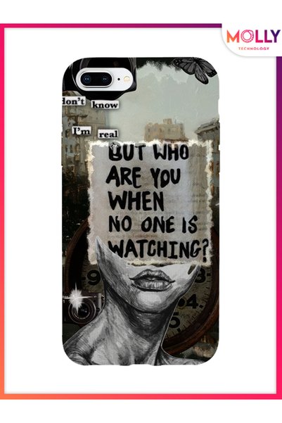 Molly Black Who Am I Pattern Silicone Case for iPhone 8 Plus