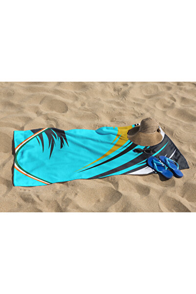 Home Turquoise Modern Striped Digital Printed Beach Bathroom Seaside Towel