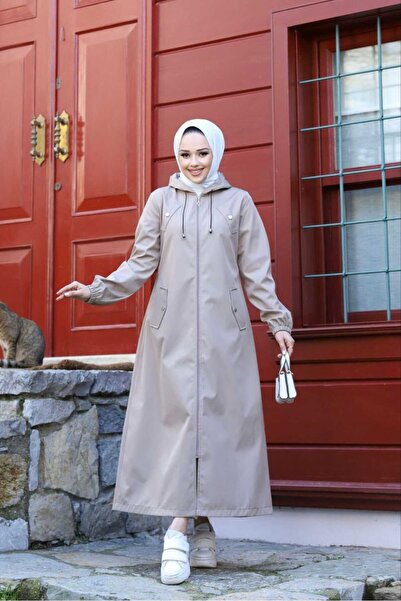 Marjinal City Women's Armine Striped Long Trench Coat Overcoat