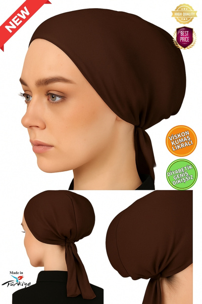 hijabchi Εσωτερικό καπάκι χιτζάμπ XL Wide Fit - Ύφασμα βισκόζης L ελαστικό ύφασμα - Διαβητικό καπάκι - Πικρό καφέ