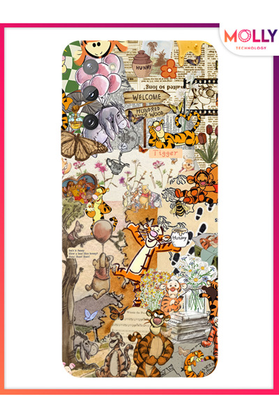 Molly Samsung Galaxy Note 20 İçin Siyah Pooh Vintage Desenli Silikon Kılıf
