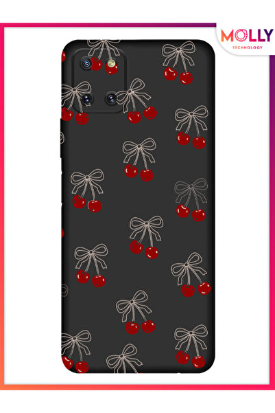 Molly Samsung Galaxy Note 10 Lite İçin Siyah Cherry Desenli Silikon Kılıf