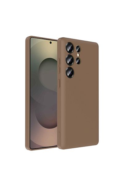MRCİLETİSİM Samsung Galaxy S25 Ultra Case with Hidden Card Holder Compartment Colorful Silicone Brown Cover Vitra