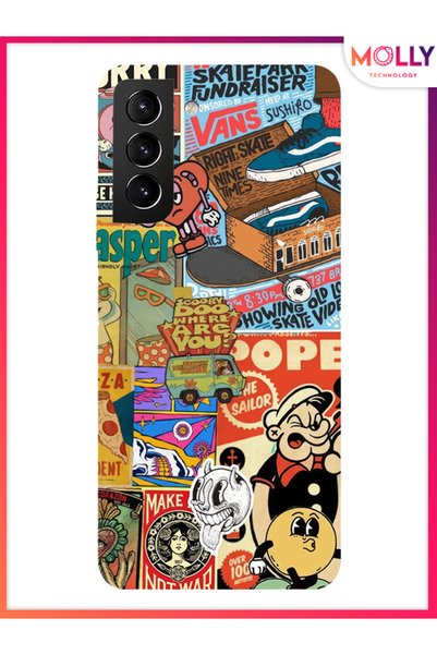 Molly Black Nostalgia Club Pattern Silicone Case for Samsung Galaxy S21 Plus