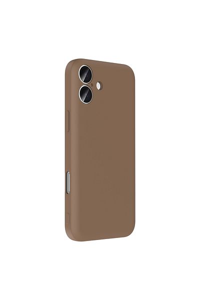MRCİLETİSİM iPhone 16 Plus Case Colorful Silicone Brown Cover with Hidden Card Holder Compartment Vitra