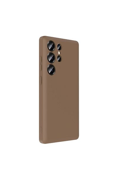 MRCİLETİSİM Samsung Galaxy S25 Ultra Case with Hidden Card Holder Compartment Colorful Silicone Brown Cover Vitra