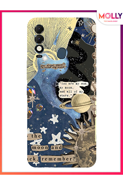 Molly Tecno Spark 8T İçin Siyah Starry Promises Desenli Silikon Kılıf