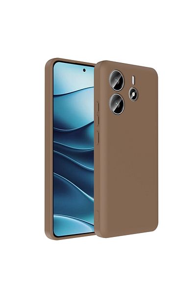 MRCİLETİSİM Xiaomi Redmi Note 14 4g Case with Hidden Card Holder Compartment Colorful Silicone Brown Cover Vitra