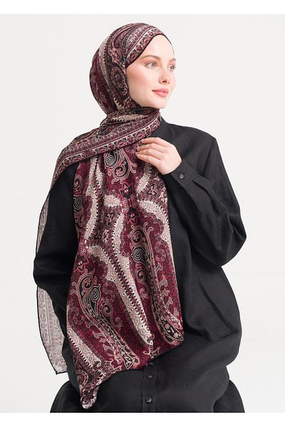 Armağan 11512 Ethnic Patterned Wool Silk Shawl V5