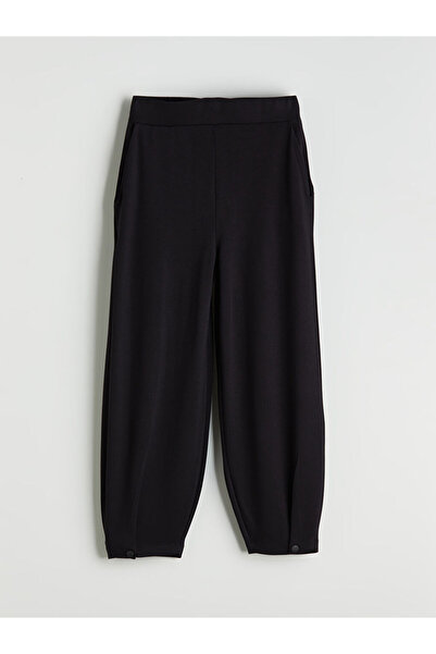 LC Waikiki Siyah Beli Lastikli Kadın Eşofman Altı