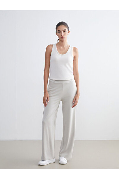 LC Waikiki Gray Wide Leg Women's Sweatpants with Elastic Waist