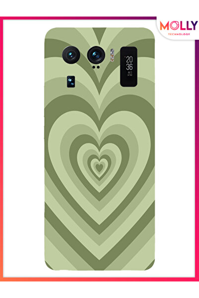 Molly Xiaomi Mi 11 Ultra İçin Siyah Sage Hearts Desenli Silikon Kılıf