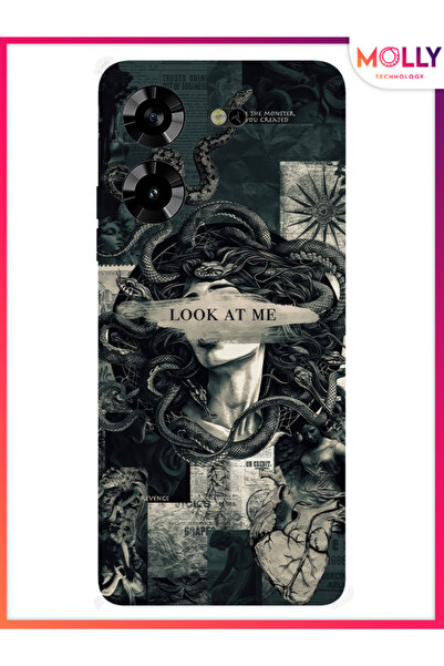 Molly Tecno Pova 5 İçin Siyah Medusa's Gaze Desenli Silikon Kılıf