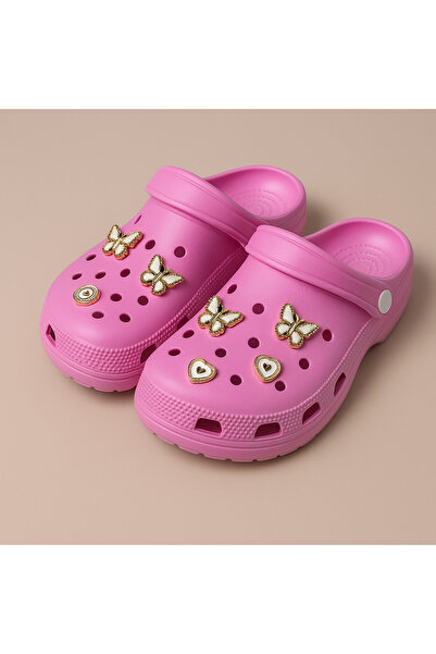 Two Two Comfort Model Non-Slip Sole Slippers with Butterfly & Flower Accessories