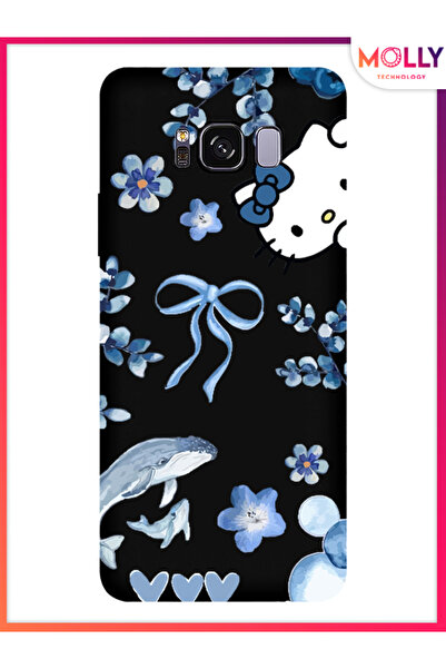 Molly Samsung Galaxy S8 Plus İçin Siyah Blue Flow Kitty Desenli Silikon Kılıf
