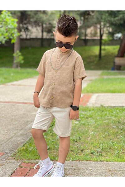mandalinsbaby Boy's Shirt Shorts Suit