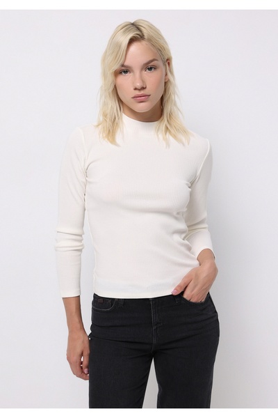 Colin's Slim Fit Half Turtleneck Plain Women's White T-Shirt