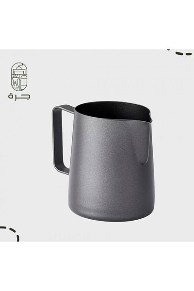 Solaf Pitcher Black Milk Frother for preparing coffee, latte and cappuccino, 600ml capacity, with a fine nozzle for steaming and frothing from a pitcher