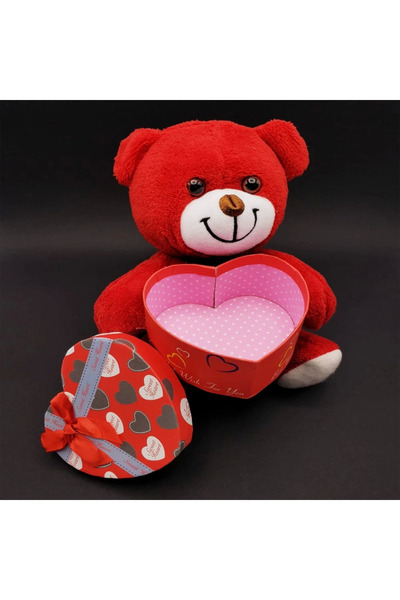 SepetBudur Red Heart Boxed Bear