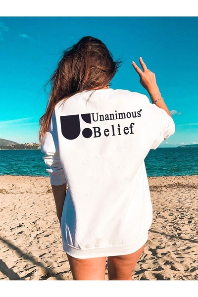 Flood Of Style Λευκό Γυναικείο Λευκό Μπλουζάκι με τύπωμα oversized