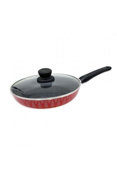 Trust Semi-deep non-stick frying pan with glass lid by Trust, heavy metal, size 32*5 cm