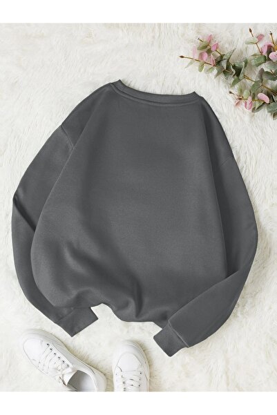 Flood Of Style Gray Unisex Smoked Brooklyn New York Printed Crew Neck Oversize