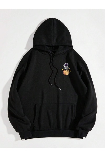 Flood Of Style Black Unisex Black Space Space Printed Hooded Hoodie