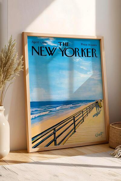 Saturn Pictură înrămată The New Yorker 1 aprilie 1967 - Cuplu care merge pe d...