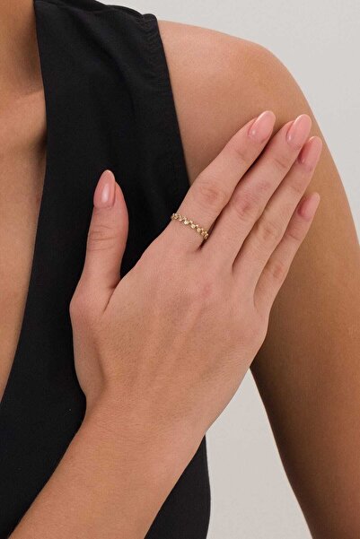 FERMAS KUYUMCULUK 14 Ayar Sıralı Taşlı Çıtır Altın Yüzük