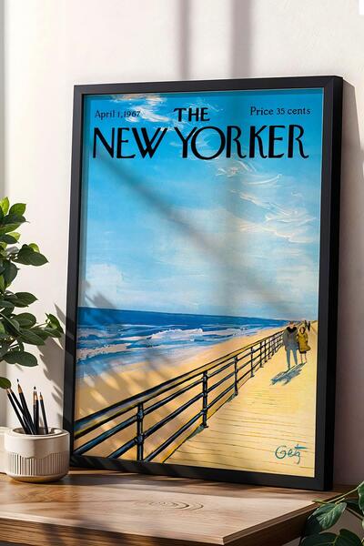 Saturn Pictură înrămată The New Yorker 1 aprilie 1967 - Cuplu care merge pe d...