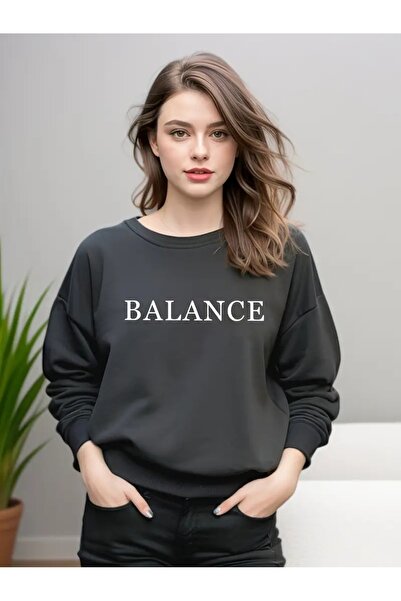 Flood Of Style Μαύρο γυναικείο μπλουζάκι Black Balance με τύπωμα με λαιμόκοψη