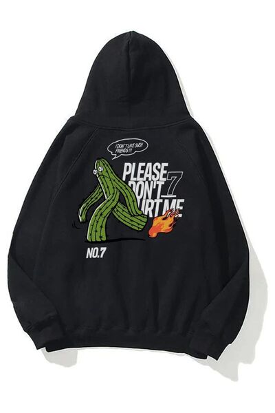 Flood Of Style Hanorac negru unisex alb Please Dont Hurt Me cu imprimeu 3 Thr...