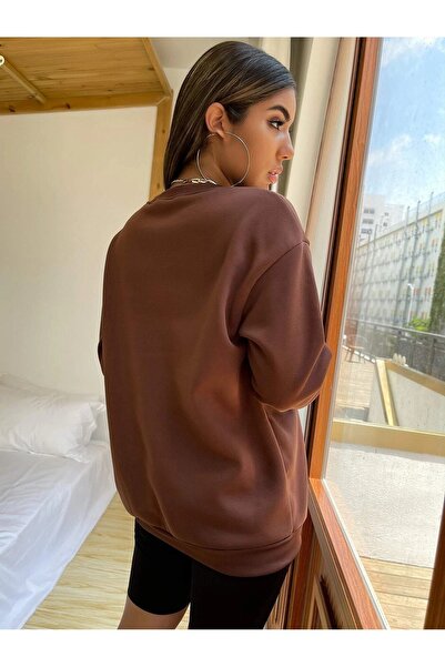 Flood Of Style Brown Women's Brown New York Usa Printed Hoodie